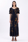 Vestido Jersey Est Caules E Folhas Decote Amplo