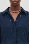 Camisa Tricoline Bordado Poá Cristal