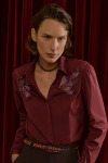 Camisa Tricoline Bordado Brocado