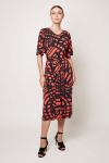 vestido midi jersey espiral com faixa