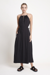vestido tricoline amarração cintura