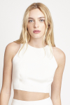 blusa malha dupla leve cropped