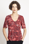 blusa jersey estampa renda manga ampla