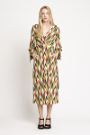 vestido jersey estampa ikat punho com laço