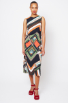 vestido jersey estampa mosaico drapeado lateral