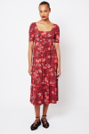 vestido jersey estampa renda decote quadrado
