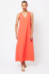 vestido modal com linho detalhe na lateral