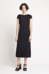 vestido duplo leve transpassado com fenda