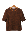 blusa bouclê mescla manga curta