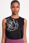 blusa duplo leve silk pesponto floral