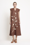 vestido linho bordado flor do campo