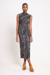 vestido jersey estampa penas