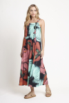 vestido jersey estampa floral pregas