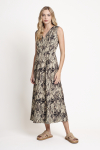 vestido viscose estampa floresta midi