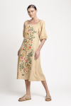 vestido linho bordado natureza
