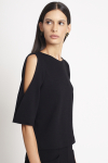 blusa bouclê abertura manga