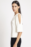 blusa bouclê abertura manga