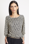 blusa jersey estampa renda ampla