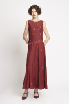 vestido viscose metal bordado trançado
