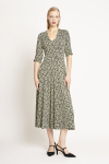 vestido jersey estampa renda nesgas