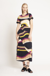 vestido jersey estampa ondas babado