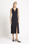 vestido malha dupla leve ondulado decote