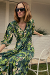 vestido jersey estampa jardim secreto midi