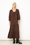 vestido jersey est mini folhas decote quadrado