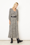 vestido jersey est mini folhas decote quadrado