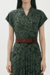 vestido jersey estampa ventania saia pregas