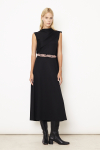 vestido malha dupla leve detalhe ombros