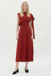 vestido malha dupla leve detalhe ombros