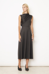 vestido malha dupla leve detalhe ombros