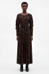 vestido jersey estampa renda longo