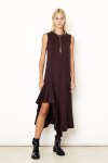 vestido malha dupla leve babado frente
