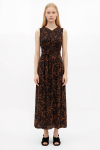 vestido jersey estampa renda drapeado