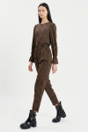 Blusa Jersey Est Mini Folhas Decote Arredondado