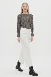 Blusa Jersey Est Mini Folhas Decote Arredondado