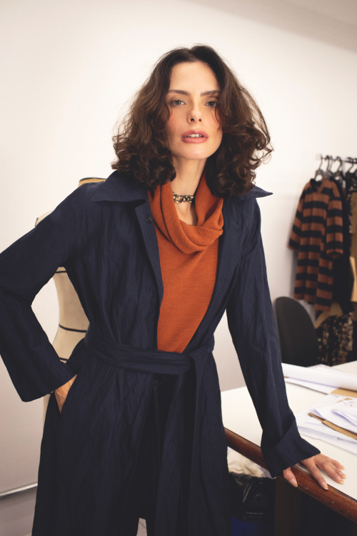 Trench Coat Viscose Metal