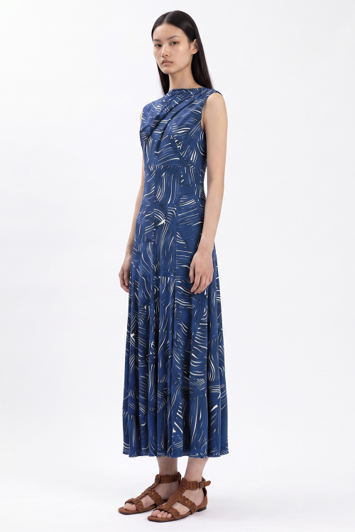 Vestido Jersey Estampa Ondulação
