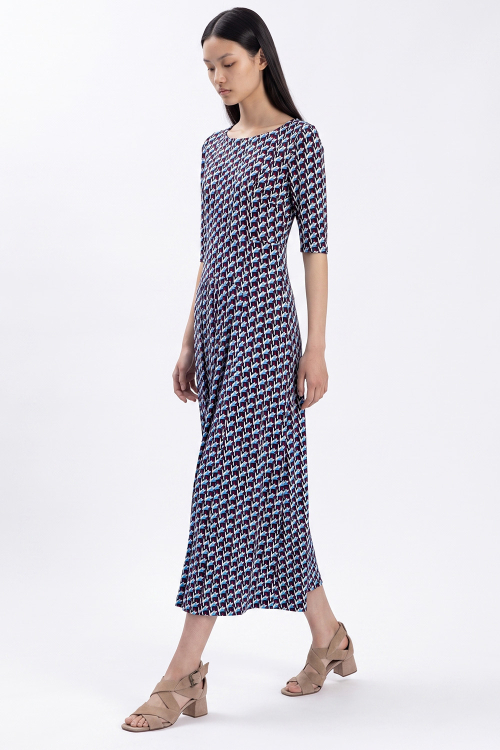 Vestido Jersey Est Gravataria Manga 3/4