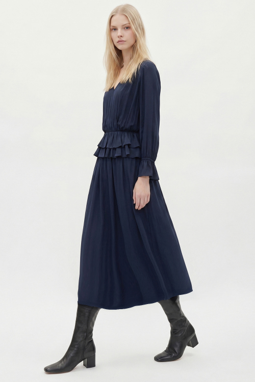 vestido viscose leve babados