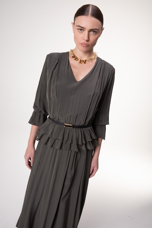 vestido viscose leve babados
