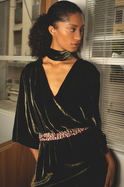 Vestido Veludo De Seda