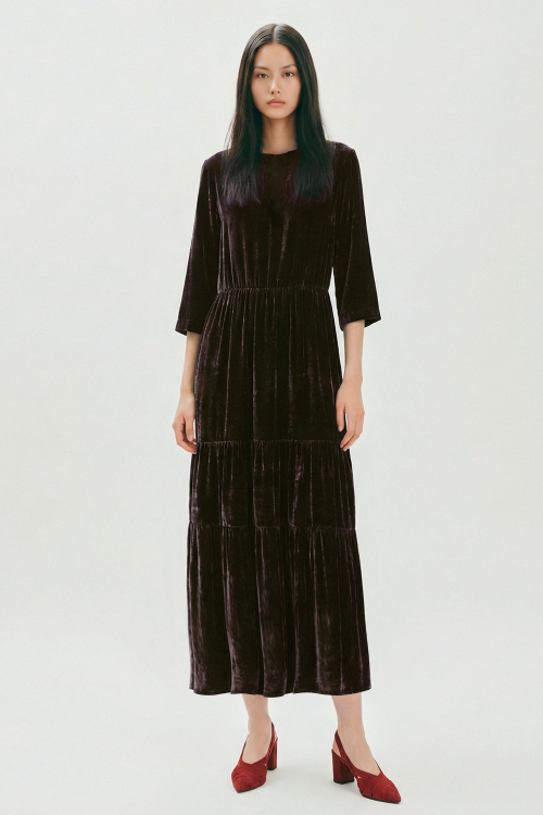 Vestido Veludo De Seda