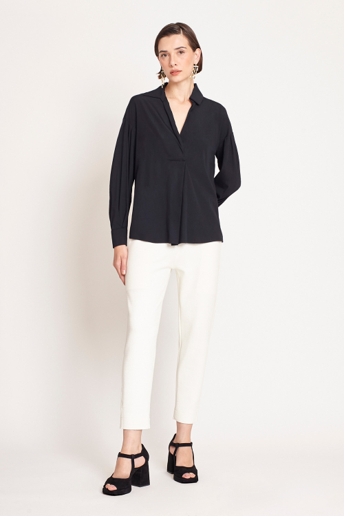 Camisa Tricoline Ombro Deslocado