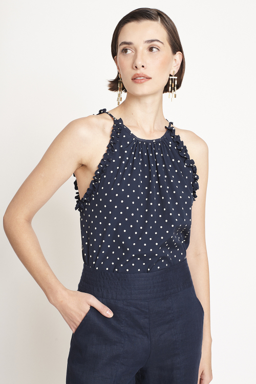 blusa tricoline poá
