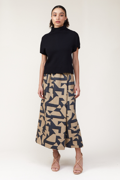 saia jacquard gráfico com elástico