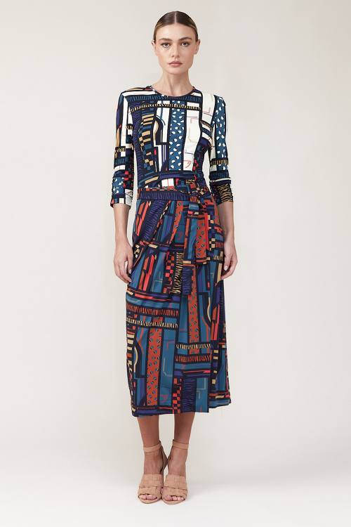 blusa jersey maximalista franzido lateral