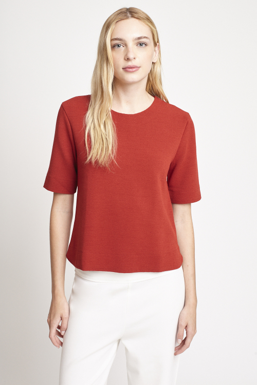 blusa bouclê manga curta